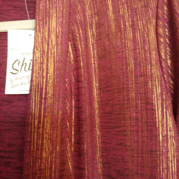 Susan Graver Semi-Sheer Maroon/Gold Long Sleeve Open Jacket Metallic L NWT - Picture 6 of 13